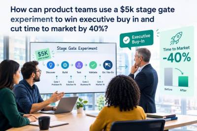 How can product teams use a $5k stage-gate experiment to win executive buy-in and cut time-to-market by 40%?